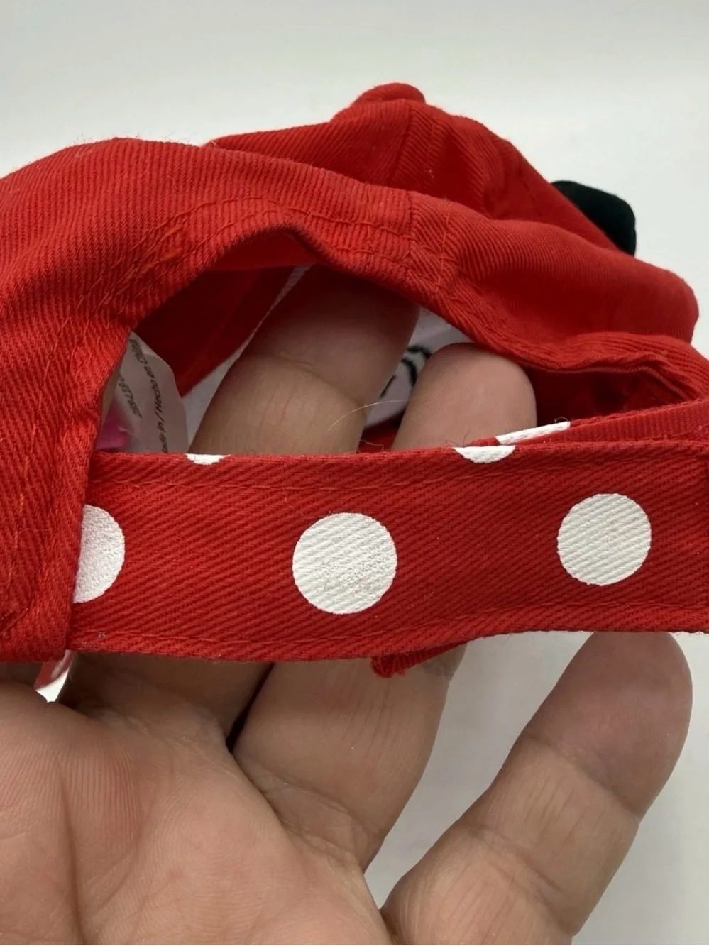 Minnie Mouse Disney Childs Hat Red with Polka Dots & Black Ears Adjustable